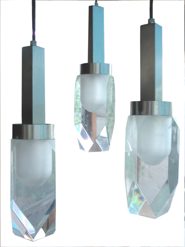 Missaglia Italy design space age ceiling lamp three point light in plexi years °70